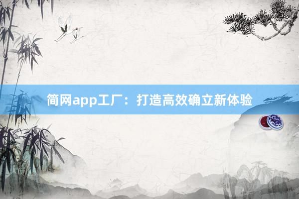 简网app工厂：打造高效确立新体验